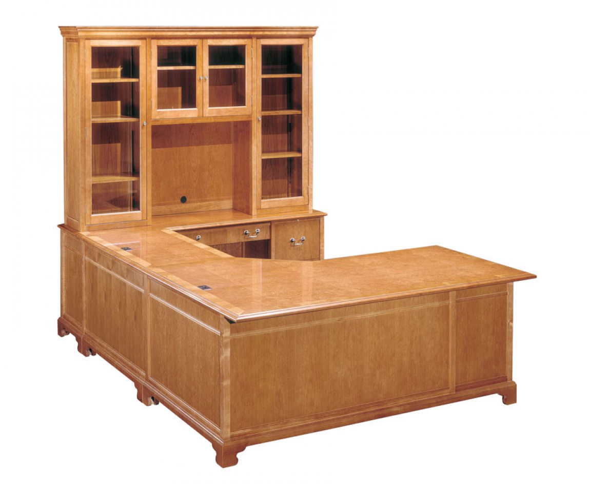 U Shape Montebello Series Computer Workstation Desk With Hutch