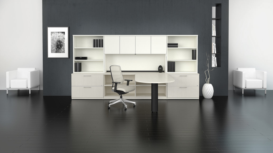 L Shaped Peninsula Desk With Storage