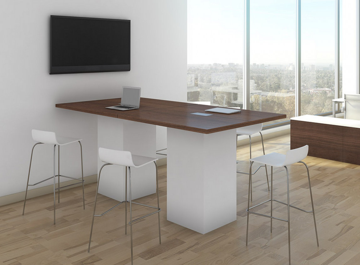 Modern Standing Height Conference Room Table And Chairs Set