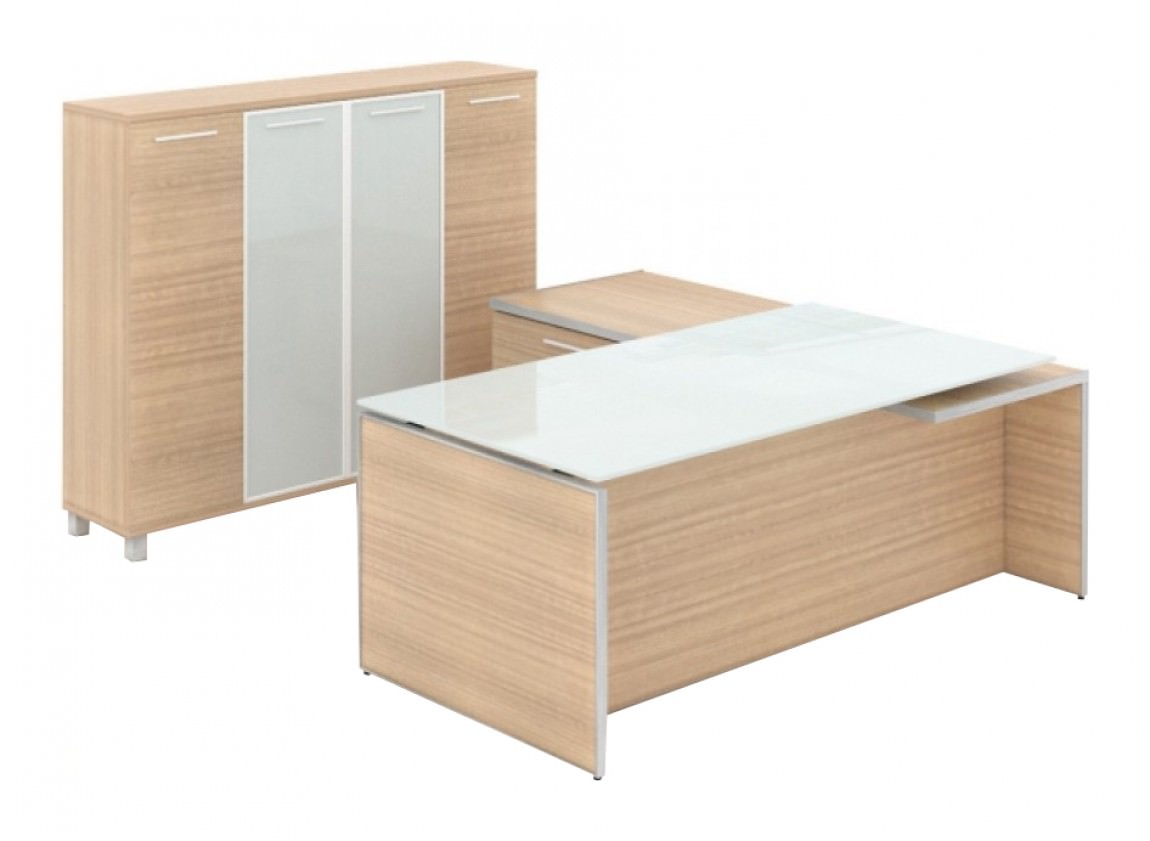 Executive L Shaped Desk With Storage Cabinet