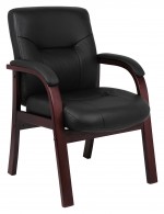 Black Leather Wood Chair