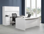 White U Shaped Desk With Hutch