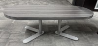 Gray Woodgrain Coffee Table with Silver Legs