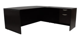 Bow Front L Shaped Desk with Drawers - PL Laminate