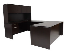 U Shaped Desk with Hutch and Drawers - PL Laminate