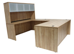 U Shaped Desk with Hutch - PL Laminate