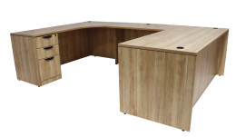 U Shaped Desk with Drawers - PL Laminate