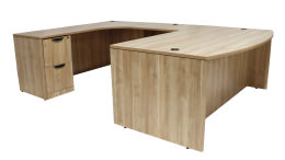 Bow Front U Shaped Desk with Drawers - PL Laminate