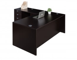 L Shaped Desk with Drawers - Commerce Laminate