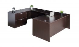 U Shaped Desk with Drawers - Commerce Laminate