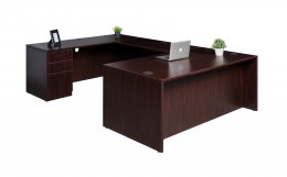 U Shaped Desk with Drawers - Commerce Laminate