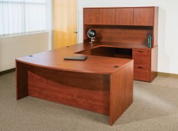 Bow Front U Shaped Desk with Hutch - Napa