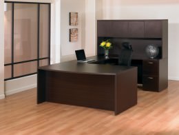 Bow Front U Shaped Desk with Hutch - Napa