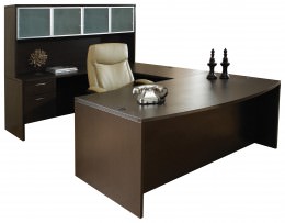 Bow Front U Shaped Desk with Hutch - Napa