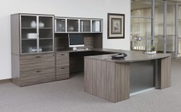 Bow Front U Shaped Desk with Storage - Napa