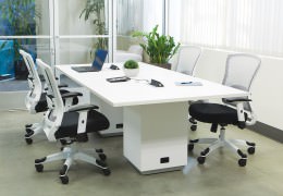 Rectangular Cube Base Conference Table with Power - Tuxedo