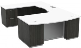 Bow Front U Shape Desk with Drawers and Power - Tuxedo