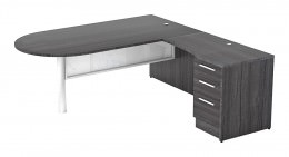 L Shaped Peninsula Desk with Glass Modesty Panel - Potenza