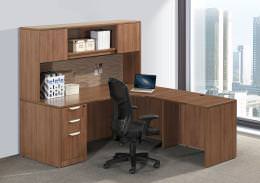 L Shaped Desk with Hutch - PL Laminate