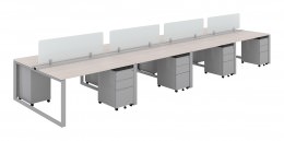 8 Person Workstation with Privacy Panels - Veloce