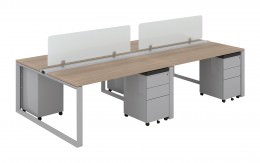 4 Person Workstation with Privacy Panels - Veloce