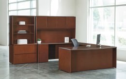 Bow Front U Shape Desk with Storage - Sonoma