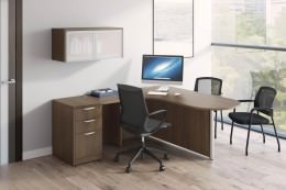 L Shaped Peninsula Desk with Storage - PL Laminate