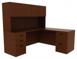 L-Shaped Desk with Hutch - Amber