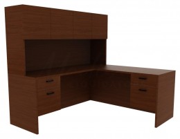 Desk with Hutch and Drawers - Amber