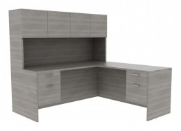 L Shaped Desk with Hutch - Amber