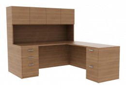 L-Shaped Desk with Hutch - Amber