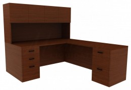 L-Shaped Desk with Hutch - Amber