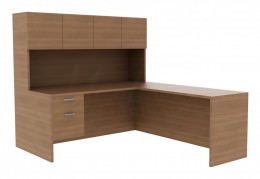 L-Shaped Desk with Hutch - Amber