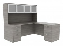 L Desk with Hutch - Amber