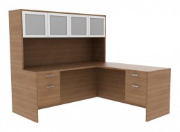 Desk with Hutch and Drawers - Amber