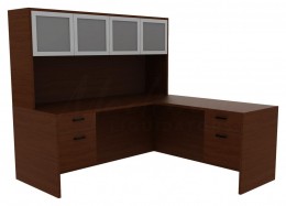 Desk with Hutch and Drawers - Amber