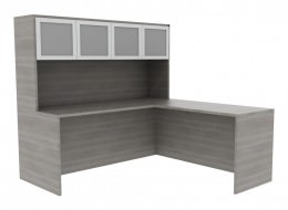 L-Shape Desk with Hutch - Amber