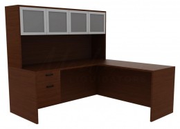 L-Shaped Desk with Hutch - Amber