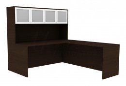 L-Shape Desk with Hutch - Amber