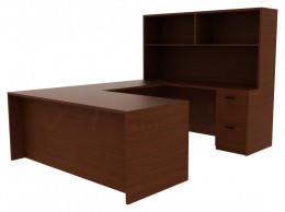 U Shaped Desk with Hutch - Amber