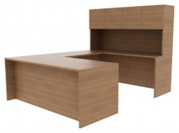 U-Shaped Desk with Hutch - Amber