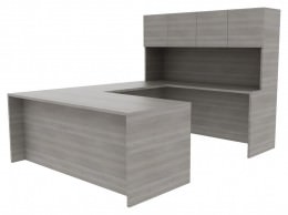 U-Shaped Desk with Hutch - Amber