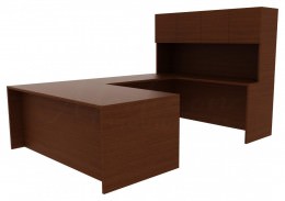 U-Shaped Desk with Hutch - Amber