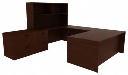 U Shaped Desk with Storage - Amber