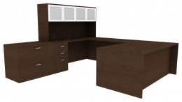 Desk with Hutch and Drawers - Amber