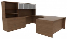 Desk with Bookcase - Amber