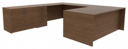 U-Shaped Desk with Storage - Amber