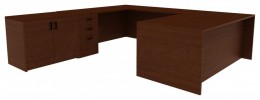 U-Shaped Desk with Storage - Amber