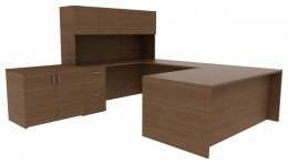 U-Shaped Desk with Hutch - Amber