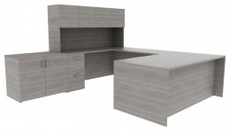 U-Shaped Desk with Hutch - Amber